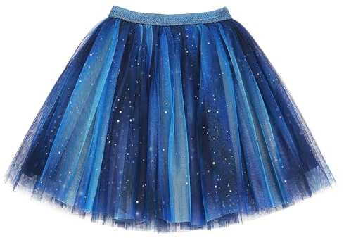 Tüllrock Kinder Blau, Tüllrock Mädchen Festlich Sternen Monde Pailletten Tütü Rock Kinder Prinzessin Ballettrock Alltag Tüll Minirock Mit Elastischer Für Karneval Faschings Party