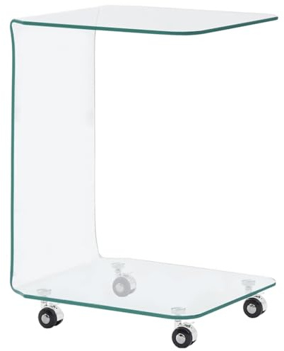 WDGJJFECNMUEHI Table Basse Moderne en Verre Trempé Sécurisé 45x40x63 cm avec roulettes, Table d'Appoint Design pour Salon, Salle à Manger, Bureau, Meuble de Séjour Contemporain et Élégant