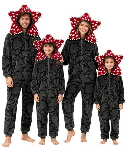 Generico 𝓓-𝓓𝓮𝓶𝓸𝓰𝓸𝓻𝓰𝓸𝓷 Pigiama Intero Unisex Onesie, per Bambini e Adulti, per Autunno e Inverno, Pigiama Carnevale Cosplay, Ideale per Feste di Famiglia, Costume D-Demogorgon
