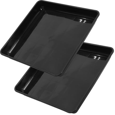 DOITOOL Lot de 2 Soucoupes Carrées pour Pots de Fleurs, 40 Cm (16 Pouces), en Plastique Noir. Soucoupe avec Bac de Récupération pour Le Drainage.