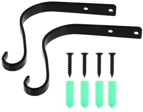 YARNOW Crochet Mural en Fer 2 Pièces Support pour Pots de Fleurs Suspendus Décoration Balcon Jardin Extérieur Style Rétro Fixation par Vis Résistante
