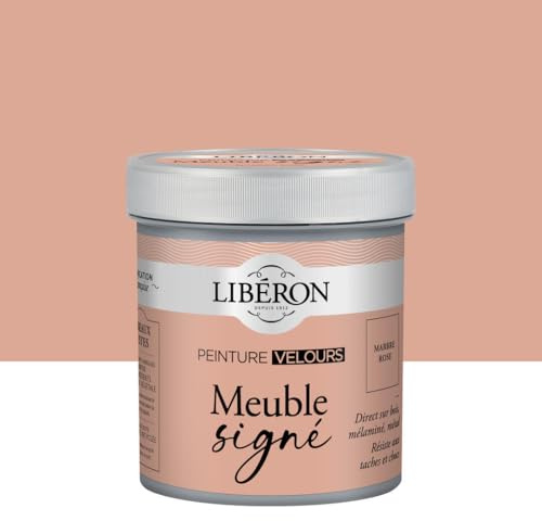 Libéron Peinture Meuble Signé Velours Marbre Rose - 0,5L | Bois Intérieur, Sans Sous-couche, Résistante aux taches, Lessivable, Décoration et Rénovation Meuble et Objets, 16 Teintes