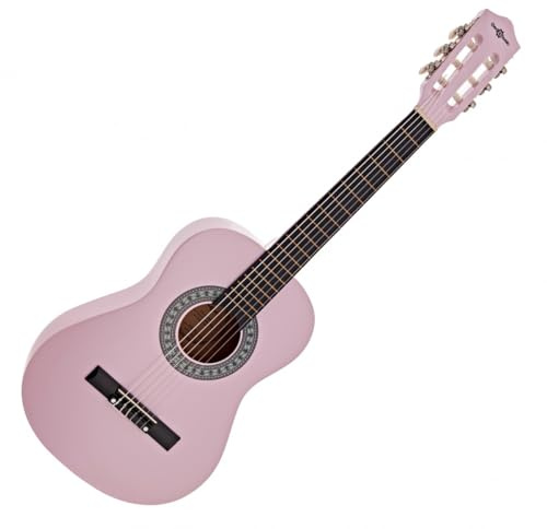 Junior 1/2 Classical Guitar by Gear4music, Pink | For young beginners, soft nylon strings gentle on small hands, robust durable build