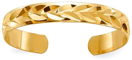 JewelryWeb Zehenring für Damen, 14 Karat Gelbgold, glitzernder Schliff