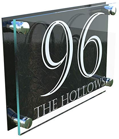 LARGE A4 Modern Perspex Steel Aluminium Perspex Acrylic House Number Wall Plaque Sign
