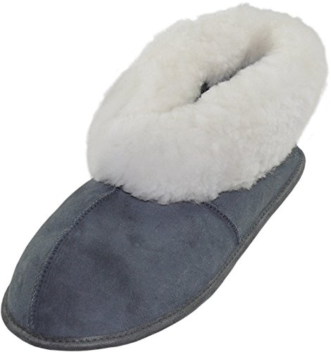 Harrys-Collection Damen Herren Hausschuhe aus Lammfell in 5 Farben, Farben:grau, Schuhgröße:38