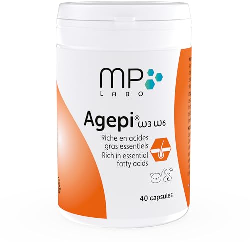 MP Labo Agepi® Omega 3 Omega 6 40 Capsules | Riche en Acides Gras Essentiels et Vitamines A et E, pour Chien et Chat
