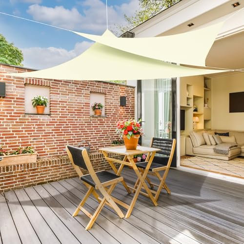 jarolift Sonnensegel Dreieck Gleichschenklig, Wasserabweisend, Sonnenschutz Sichtschutz für Terrasse Garten Balkon, Polyestergewebe 500 x 500 x 500 cm, Cremeweiß