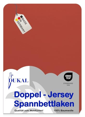 Dukal | Topper Spannbettlaken | max. Höhe 10 cm | 120x200 – 130x200 cm | aus hochwertigem DOPPEL-Jersey | 100% Baumwolle | Farbe: Kupfer