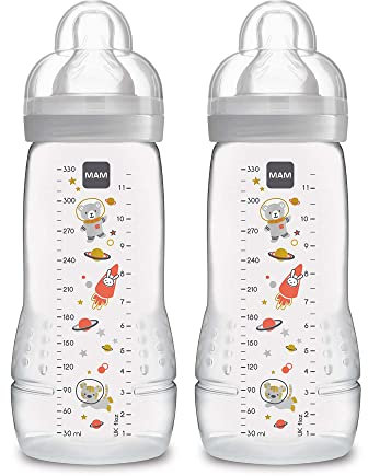 MAM Baby Bottle, Green, 11 Ounce, 2-Count (Designs May Vary)