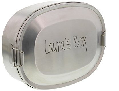 Laser Tattoo Vesperbox Edelstahl Vesperdose Frühstücksbox Brotdose mit Gravur (18 x 14 x 5 cm)