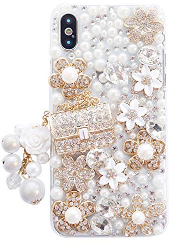 DMaos iPhone 6s Plus Women Case, iPhone 6 Plus Case, Handbag Design Sparkly Rhinestone Cover, Cute Girly Bling Diamond Snow Flower, Beauty for iPhone 6+ 6s+ 5.5 Inch