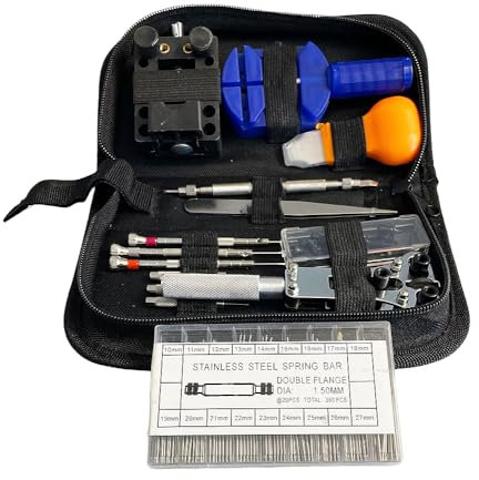 Uhrenhuette Uhrmacherwerkzeug Set 384-teilig mit Federstege 10-27 mm