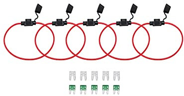 KOLACEN Automobile Car Truck En Ligne 14 AWG Fusible Porte-Fusible pour Mini Fusible Lame Fusible 5 Pièces + 10 Pièces Mini Lame Fusible 25Apm 30Apm