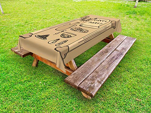 ABAKUHAUS griechisch Outdoor-Tischdecke, Säulen Töpfe, dekorative waschbare Picknick-Tischdecke, 145 x 305 cm, Tan und Beige