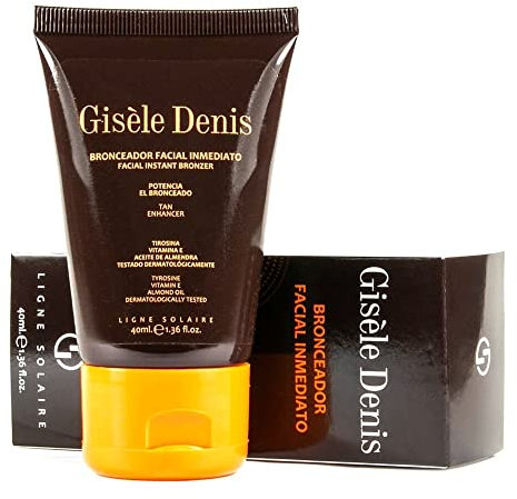 GISÈLE DENIS - Bronceador Facial Inmediato 40 ml en Crema, Acelerador del Bronceado, para Cara, Bronceador Solar con Tirosina, Vitamina E y Aceite de Almendras Dulces, Intensificador y Potenciador