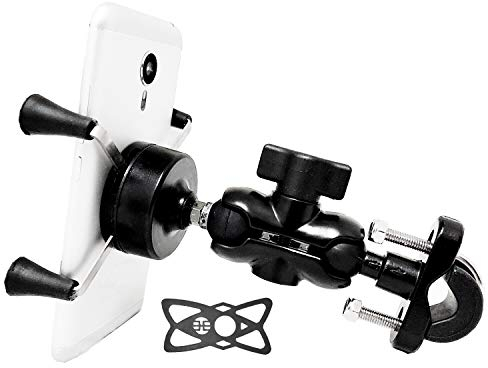 Motorrad Handyhalterung, Handy-Halter Fahrrad Aluminium 360° Drehgelenk für 3,5-6,5 Zoll Smartphone Navi für Montage am Lenker oder Rückspiegel