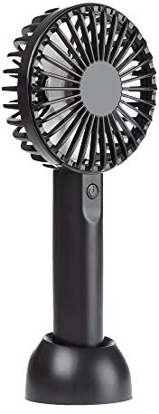 Invero 3-Inch Portable Mini USB Handheld Rechargeable Fan Cooler with Base - 3 Speeds Settings - Ideal for Offices, Homes, Outdoor Travel and more - Black (Size: 21cm (H) - Fan Size 9cm dia)