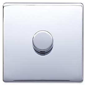 Lieber Polished Chrome 100W LED (250w Halogen/Incandescent) 1 Gang 2 Way Intelligent Trailing Dimmer - White Insert Screwless