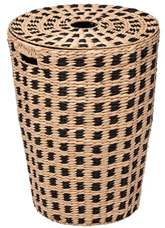 Five - Panier à Linge avec Couvercle tressé Naturel et Noir