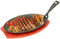 Piatto da portata ovale in ghisa, piatto da fajita pre-stagionato con sottopentola in legno per servire piatti caldi frizzanti (27 cm x 17,5 cm)