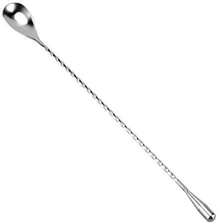 Generic Spoon-31 cm Stainless Steel Silver Wine Mixing Twisted Spoon Long Handle Drink Stirring Tool for Coffee Bar Cocktail, Shaker