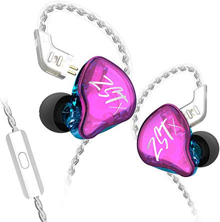 KZ ZST X - Auriculares intraurales coloridos 1BA 1DD con doble controlador con cable, auriculares ergonómicos HiFi para juegos con cable desmontable de 2 pines para cantante audiófilo DJ