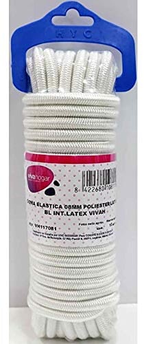 Vivahogar Elastic Rubber Interior Latex 8 mm 10 MT Polyester/Latex White vh117081