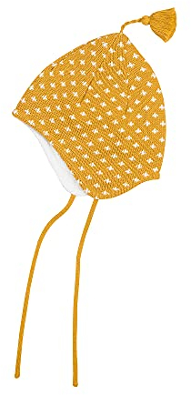 Finkid Tipsa Gelb - Bequeme Kinder Baumwollstrick Zipfelmütze, Größe 50 - Farbe Golden Yellow - Offwhite