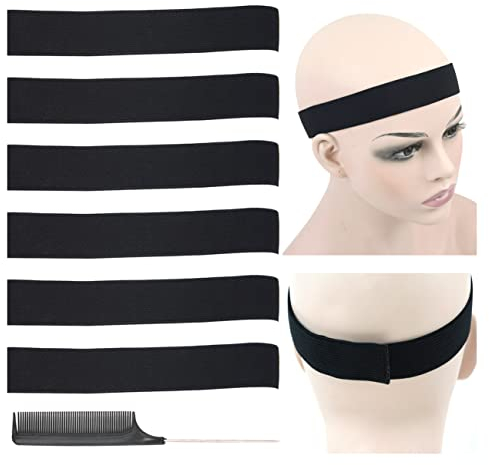 Elastic Melting Band for Wigs Adjustable Headbands to Hold Wig in Place for Making Wigs (6 Pcs Width 1.2 inch/3.0cm)