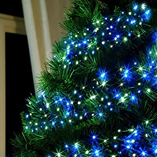Christmas Tree Lights Cluster Lights 300 LED, 8 Light Modes, Battery Powered, Waterproof Indoor & Outdoor Use (300 X Blue White Cluster Light)