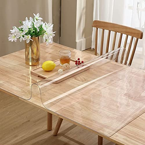 MQCUL Tischfolie transparent,Glasklar Folie,Tischschutz transparent,Tischschutz-Folie PVC,Öl- und wasserdicht 2mm Größe wählbar(Breite:90cm x Länge:160cm)