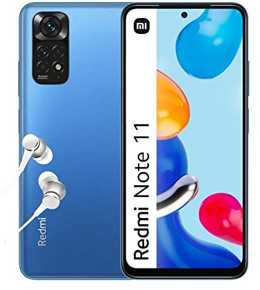Xiaomi 4260555973037 Redmi Note 11, Smartphone plus Kopfhörer, Handy ohne Vertrag, 6,43'' 90 Hz FHD+ Amoled DotDisplay, Snapdragon 680, 50 MP Kamera, 5000 mAh, Twilight Blau, 4 + 64 GB