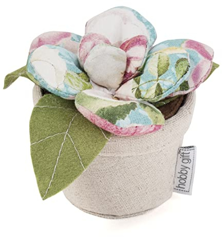 Hobby Gift Novelty Fabric Pincushion - 9.5 x 9.5 x 8.5cm - Rose Blossom