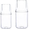 MISNODE Set di 2 caraffe da comodino da 360 ml con bicchiere per comodino, bottiglia in vetro per collutorio per bagno, brocca trasparente per acqua (trasparente, 360 ml+500 ml (2 set))