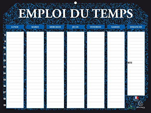 Exacompta - 34590E - Emploi du temps du lundi au dimanche Marbré - Amplitude horaire 8h à 19h - 29,5x22 cm