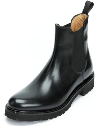 BRITISH PASSPORT | Chelsea Damen-Stiefeletten aus hochwertigem Kalbsleder mit leichter Sohle, hohe Wärmedämmung unter allen äußeren Bedingungen | Made in Italy, Schwarz , 41 EU