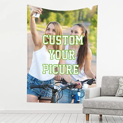 Roninkier Benutzerdefinierter Wandteppich Fluoreszierender UV Reaktives Tapisserie Personalisierte Wandbehang mit Eigenen Fotos und Text für Schlafzimmer Wohnzimmer