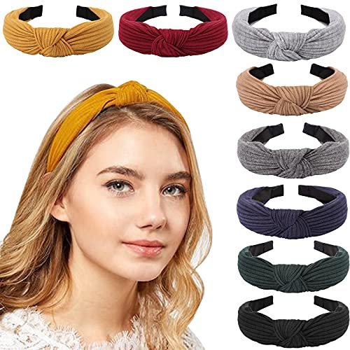 DRESHOW 8 Stück Damen Stirnband Kopfband Haarband Turban Elastische Kopf Wickeln Niedlich Haarschmuck für Mädchen
