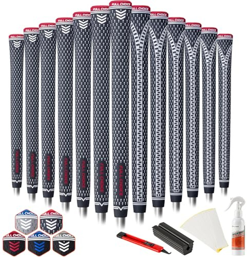 Full Choice Golfgriffe aus Gummi, 13 Stück, mit allen Reparatur-Sets, innovatives Design, hohe Rückmeldung und Traktion Golfschlägergriffe, MultiCompound Golfschlägergriffe