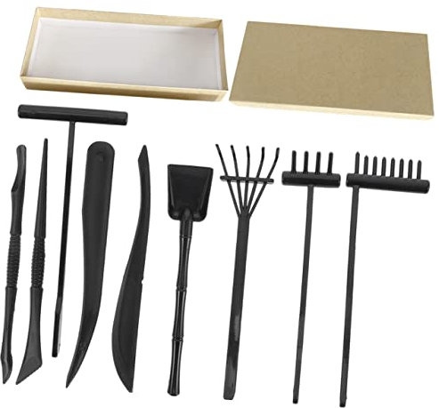 Toyvian Zen Garden Rake Set Mini Rakes Meditation Tools Small Sand Garden Accessories for Adults and Boys and Girls Diy 10pcs
