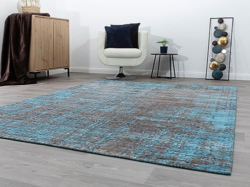 Steffensmeier Nepal Teppich Sawe | Antistatisch | Wohnzimmer | Schwarz Türkis, Handloom, Größe: 200x300 cm