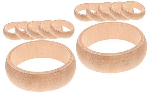 COHEALI 2 Sets Holzarmbänder Unbehandeltes Holz Kreisringe Glatt für Schmuck Jungen und Aktivitäten 6 Stück