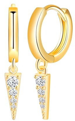 Yumilok Pfeil Ohrhänger Ohrringe klein Zirkonia Creolen Ohrringe aus 925 Sterlingsilber Ohrstecker für Frauen Mädchen Gold