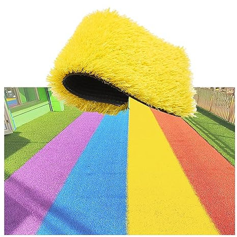 Rouleaux de gazon artificiel, tapis de pelouse en herbe synthétique, aires de jeux à découper Tapis décoratif en gazon artificiel pour patio balcon extérieur intérieur (couleur: jaune, roz