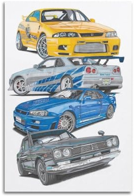JDM Sportwagen-Poster, Motiv: Fast and Furious Skyline, Supercar-Poster, dekorative Malerei, Leinwand, Wandposter und Kunstdruck, moderne Familienschlafzimmer-Dekoration, Poster, 40 x 60 cm