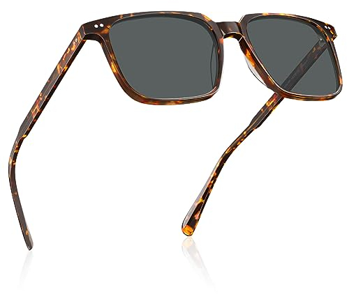 CARFIA Retro Cool Acetat Sonnenbrille für Herren Polarisiert mit UV-Schutz, Trendige quadratische Männer sonnenbrille für den Außenbereich Brillen zum Fahren