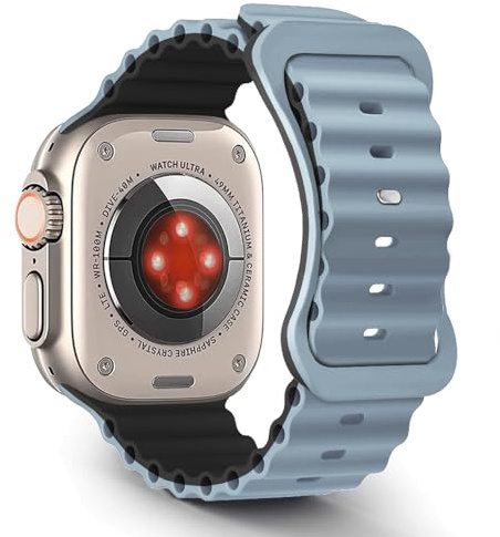 Aizgalxor Ocean Armband Kompatibel mit Apple Watch Ultra 49mm 46mm 45mm 44mm 42mm(Series 3/2/1), Sport Silikon Ersatzarmbänder Kompatibel für iWatch Ultra 2/Series 10/9/8/7/6/5/4/3/2/1/SE
