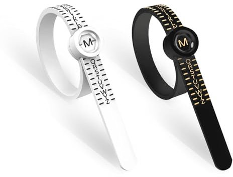 2 PCS Ring Sizer Gauge Measure Wedding Gauge Ring Sizer, Ring Sizer Measure, UK Ring Sizer Measure Sizes A-Z with Magnifying Glass Adjustable Ring Measurement Tool for Men andWomen(Black + White)