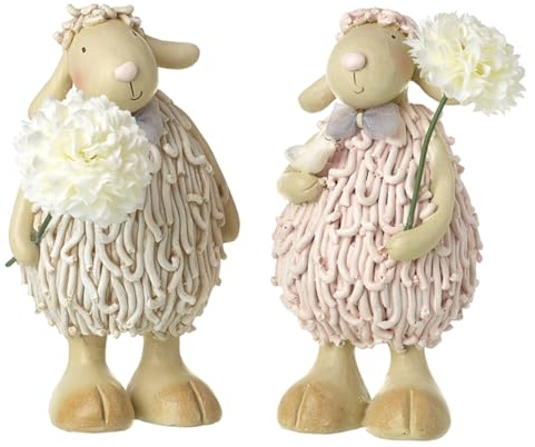 Heaven Sends 2er Set Creme und Rosa Schaf mit Blumen Osterdeko